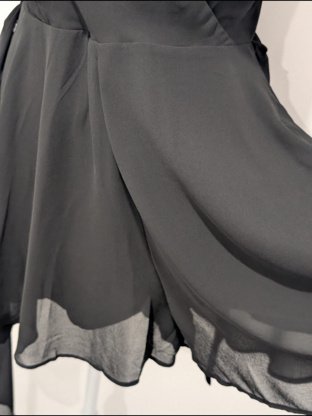 Dynamite Chiffon Wrap Dress Romper in Black - Picture 9 of 13